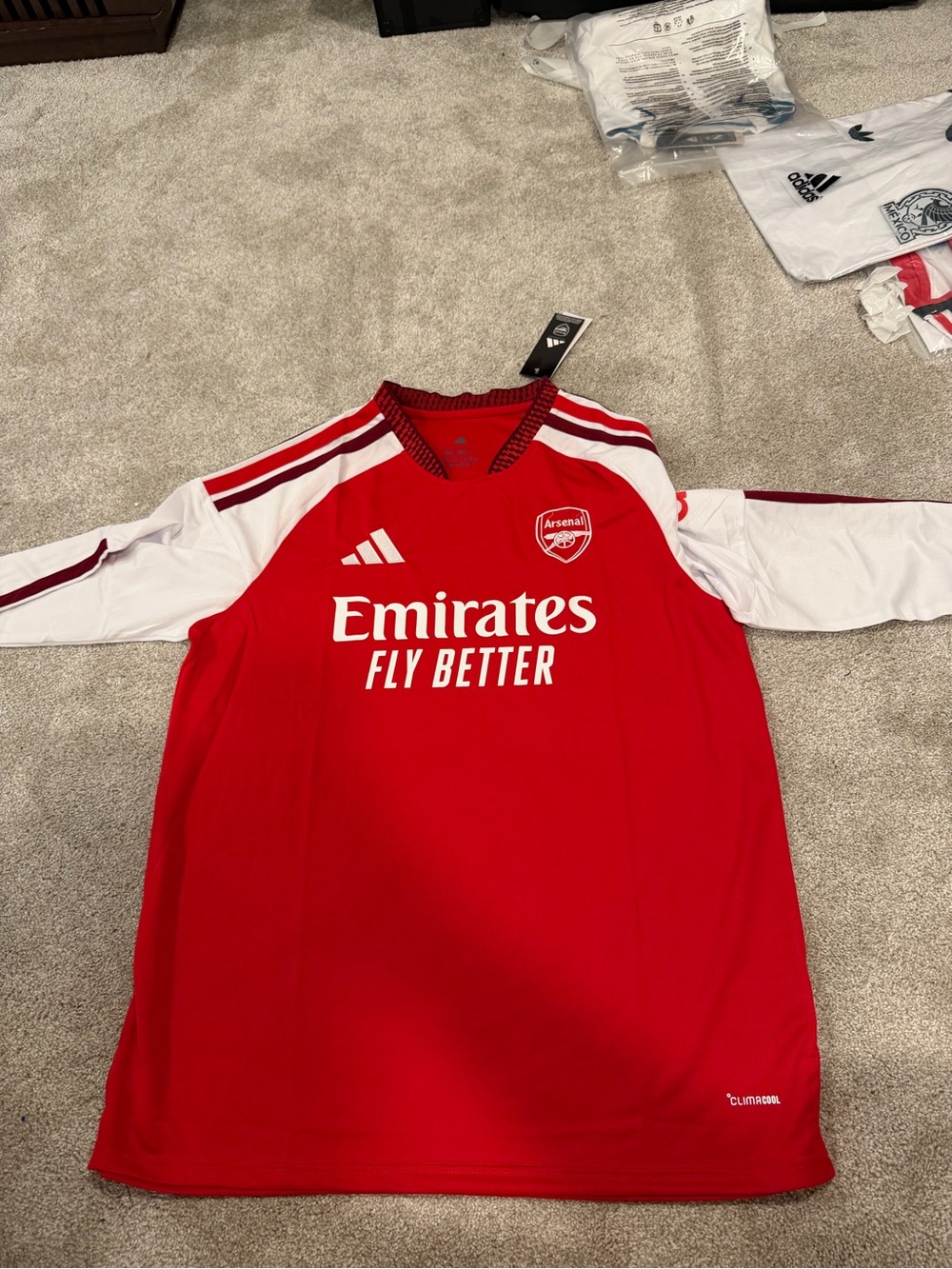 Adidas Arsenal men’s' Red and White Home Jersey - 3XL full sleeve slim fit (2XL)